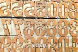 Typographie en bloc de bois ancienne de l'imprimerie Letterpress, 61 pièces de 50mm #LB34