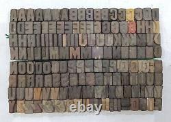 Typographie en bloc de bois/bois d'impression en relief vintage - 153 pièces 16 mm #LB325