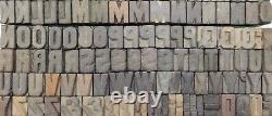 Typographie en bloc de bois/bois d'impression en relief vintage - 153 pièces 16 mm #LB325
