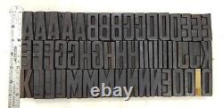 Typographie en blocs de bois d'imprimerie vintage 'Letterpress' 107 pièces de 54 mm #TP-257
