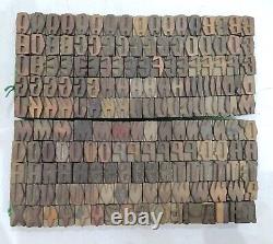 Typographie en blocs de bois d'imprimerie vintage Letterpress 178 pièces 16mm #LB326