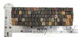 Typographie en blocs de caractères en bois de presse à lettres vintage 107 pièces 9mm #TP-260