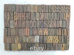 Typographie en blocs de lettres en bois/bois de presse à imprimer vintage 108pc 40mm #LB43