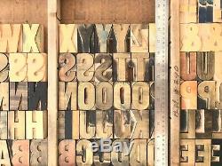 Vintage 100 Bois Lettres Letterpress Type D'impression 2-1 / 2 2.5 Lot Complet Set
