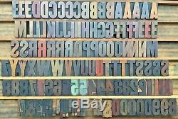 Vintage 127 Bois Letterpress Type D'impres Bloc Numéros Lettres Majuscules 2 Euc