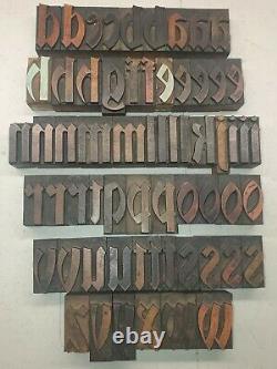 Vintage Bradley Font Letterpress Wood Type Impression Blocs Lettres, Nombres Lot1