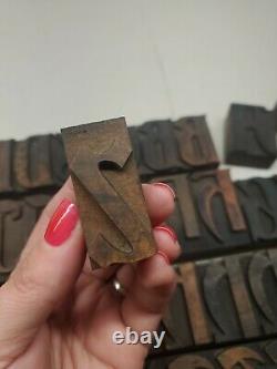 Vintage Bradley Font Letterpress Wood Type Impression Blocs Lettres, Nombres Lot1