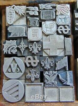Vintage Letterpress Blocks Lot De Tous Les Blocs Métalliques De Plus De 200