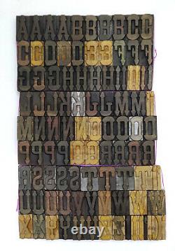 Vintage Letterpress Bois / Bois Impression Type Bloc Typographie 101 Pc 70mm#lb141