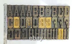 Vintage Letterpress Bois / Bois Impression Type Bloc Typographie 101 Pc 70mm#lb141