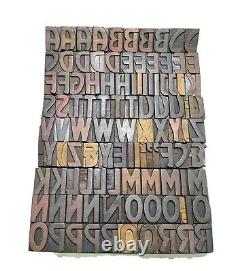 Vintage Letterpress Bois / Bois Impression Type Bloc Typographie 104 Pc 50mm#ft-2