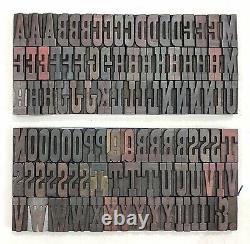 Vintage Letterpress Bois / Bois Impression Type Bloc Typographie 104pc 50mm#tp-197