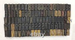 Vintage Letterpress Bois / Bois Impression Type Bloc Typographie 107pc 26mm#tp-179