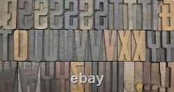 Vintage Letterpress Bois / Bois Impression Type Bloc Typographie 117pc 52mm#tp-189