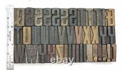 Vintage Letterpress Bois / Bois Impression Type Bloc Typographie 117pc 52mm#tp-189