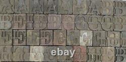 Vintage Letterpress Bois / Bois Impression Type Bloc Typographie 128pc 1.65 #tp34