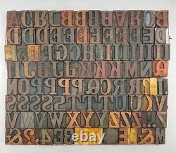 Vintage Letterpress Bois / Bois Impression Type Blocs Typographie 106pc 33mm #lb83