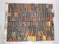 Vintage Letterpress Bois / Bois Impression Type Blocs Typographie 106pc 33mm #lb83