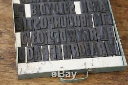 Vintage Letterpress Letters Blocs D'impression En Caoutchouc Magnétique, Tiroir Industriel Vert