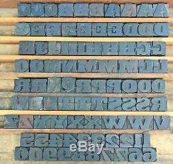 Vintage Lot De 89 Blocs Type Typographie Bois En Bois 69 Lettres 20 Chiffres 1