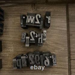 Vintage Lot De Letterpress Imprimer Blocs Type Alphabet Nombres De Ponctuation 25lbs
