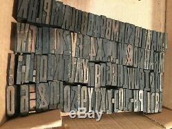 Vintage Printing Type De Bois Blocs Imprimantes Lot De 114 Diff. 1 + 5/16 Typographie