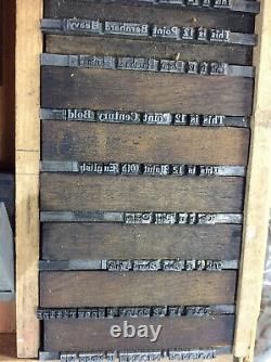 Vtg Tray Letters Symbols Metal Wood Ink Stamps Letterpress Printer Blocks